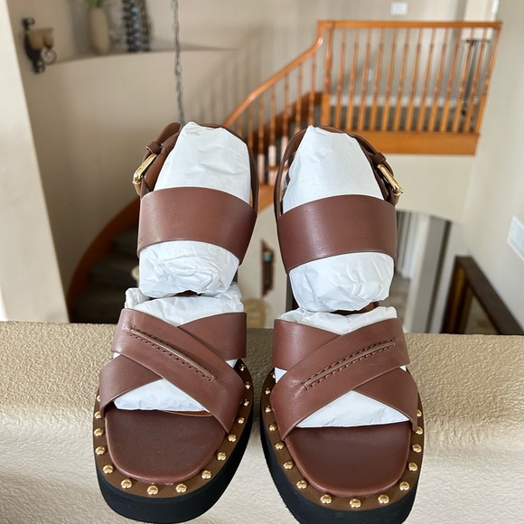 Coach Callie Platform Sandals with studs, NWOB, Size 9.5, color brown - Picture 2 of 8